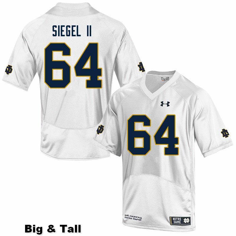 Men's NCAA Notre Dame Fighting Irish #64 Max Siegel II Stitched College Under Armour Authentic White Big & Tall Football Jersey GN10K67CA